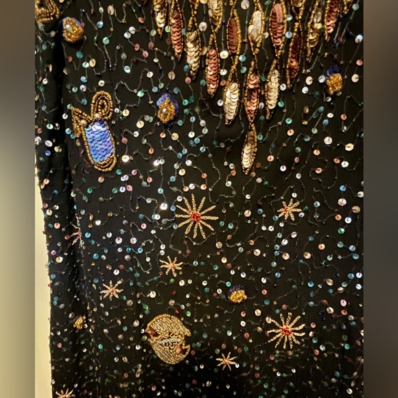 Together black silk beaded zodiac dress - Picture 4 of 9